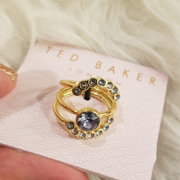 💕TED BAKER💕 Crystal Stacking Ring Light Blue - Picture 7 of 8